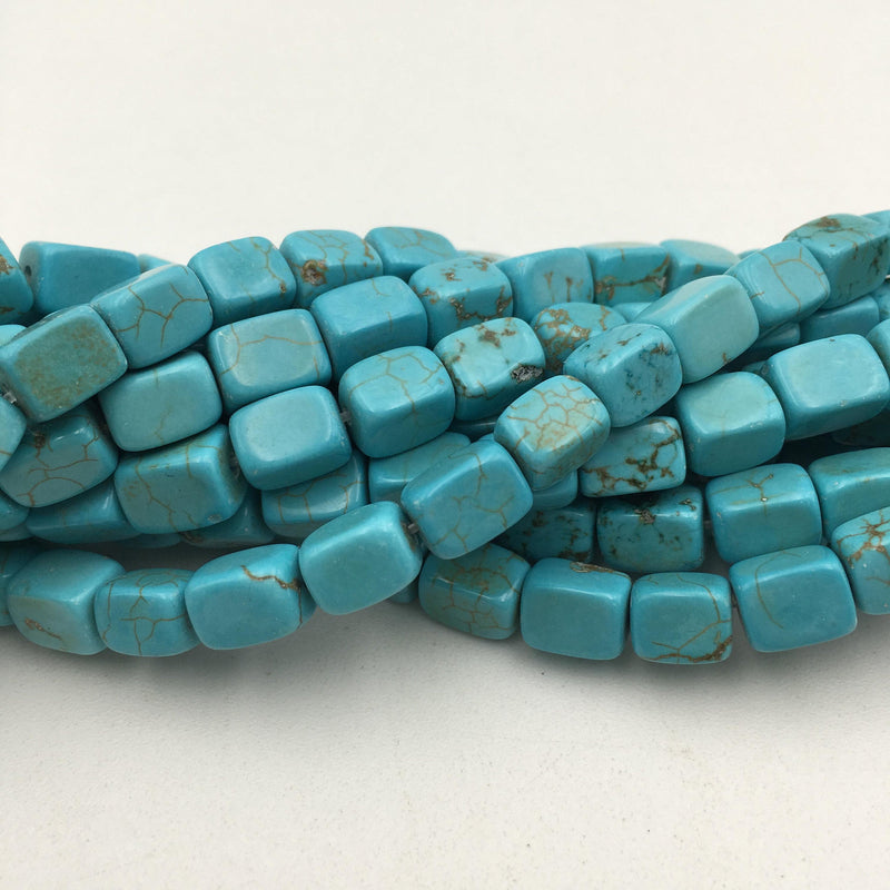 blue howlite turquoise smooth rectangle cube beads