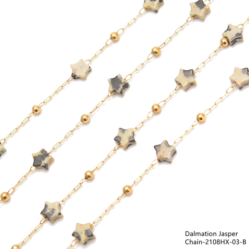 5mm Star Shape Beads Multi Gemstone Chain Sold One Meter Per Bag