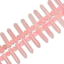 Rose Quartz Faceted Tower Point Beads Size 6x25mm 15.5'' Strand