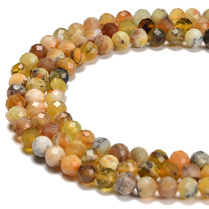 Natyral Yellow Opal Faceted Round Beads Size 6.5-7mm 15.5'' Strand