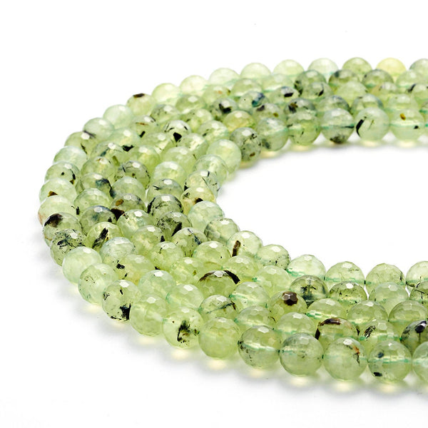 natural prehnite faceted round beads