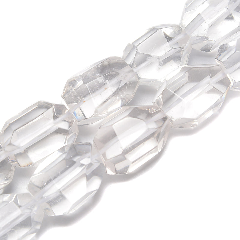 Natural Clear Quartz Faceted Barrel Chunk Beads Size 15x20mm 15.5'' Strand
