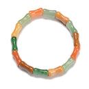 Multi Jade Double Drill Bracelet Bamboo Shape Beads Size 12x15mm 7.5‘’ Length