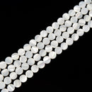 Iridescent White Mother of Pearl MOP Shell Coin Beads 6mm 8mm 10mm 15.5'' Strand