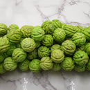 green turquoise hand carved round beads