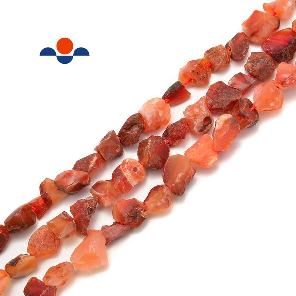 Carnelian Rough Nugget Chunks Side Drill Beads Approx 8x12mm 15.5" Strand
