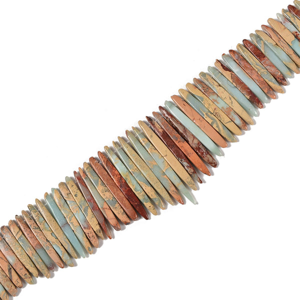 Aqua Terra Jasper Graduated Slab Slice Stick Points Beads Size 15-50mm 15.5'' Strand