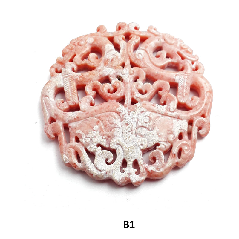 pink white jade hand carved chinese pendant