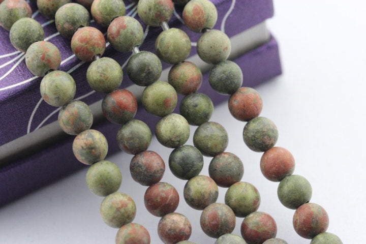 large hole unakite matte round beads