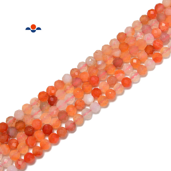 Red Botswana Agate Faceted Round Beads Size 2mm 3mm 4mm 15.5'' Strand