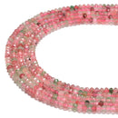 Multi Color Strawberry Quartz Faceted Rondelle Beads Size 3x4mm 15.5'' Strand