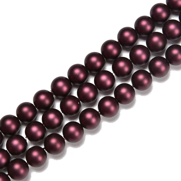 Eggplant Purple Shell Pearl Matte Round Beads Size 6mm 8mm 10mm 15.5'' Strand