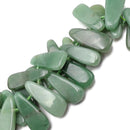 Green Aventurine Graduated Smooth Flat Teardrop Beads 30-4mm 15.5" Strand