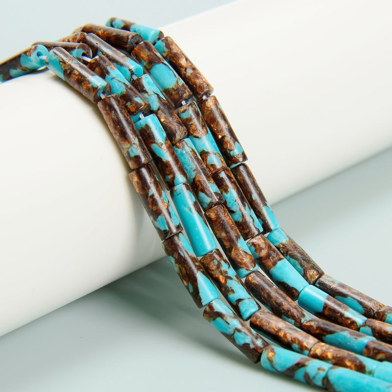 Bronzite Turquoise Cylinder Tube Beads Size 4x13mm 15.5'' Strand