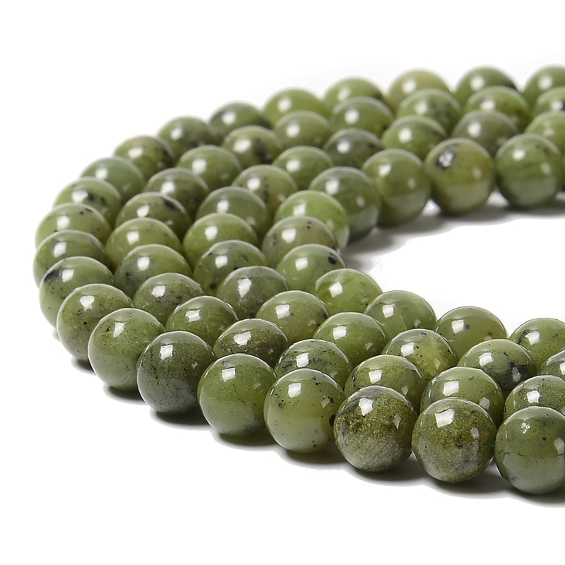 Natural Canadian Jade Smooth Round Beads Size 6mm 8mm 15.5'' Strand