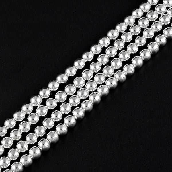 Titanium Silver Hematite Smooth Round Beads 2mm 3mm 4mm 6mm 8mm 10mm 15.5" Strand