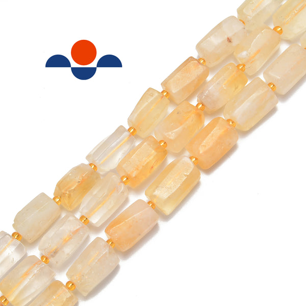 natural citrine matte cylinder beads
