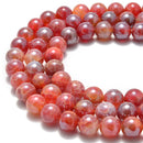 coated fire agate smooth round beads