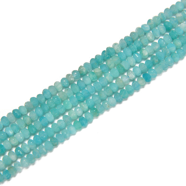 Natural Green Amazonite Faceted Pumpkin Beads Size 3x4mm 15.5'' Strand