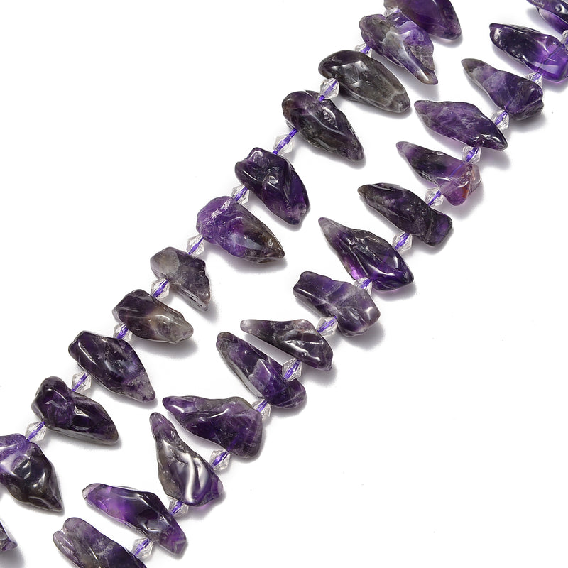 Amethyst Irregular Spear Tooth Points Beads Approx 20-35mm 15.5" Strand