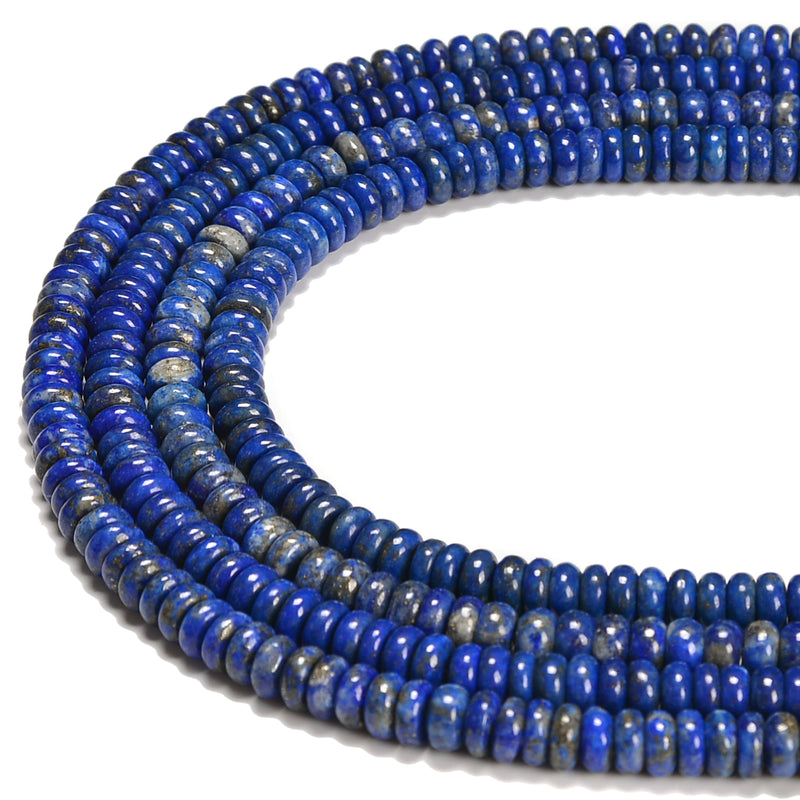 High Grade Natural Lapis Smooth Rondelle Beads Size 4x6mm 5x8mm 6x10mm 15.5''Str