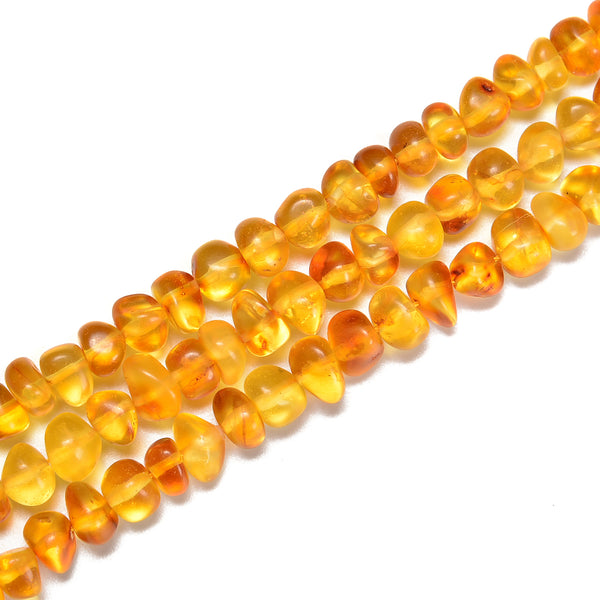 Genuine Amber Pebble Nugget Beads Size 7-8mm 15.5'' Strand
