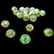 green lampwork artisan handmade flower glass faceted rondell beads