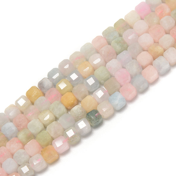 Natural Morganite Faceted Cube Beads Size 6mm 15.5'' Strand