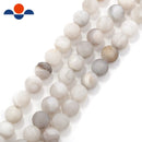 white agate matte round beads 