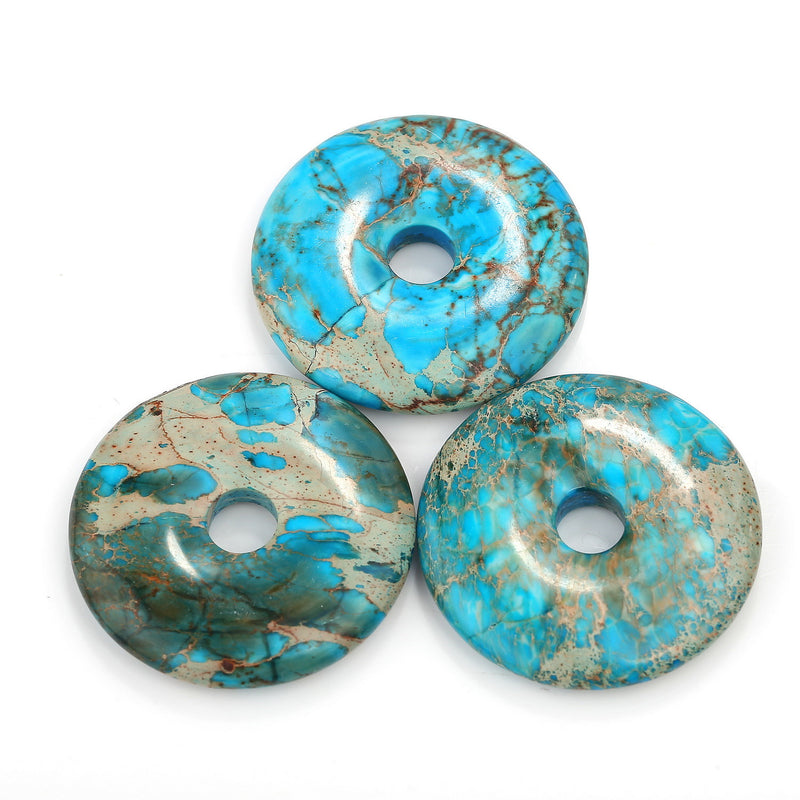 blue sea sediment jasper donut circle pendant