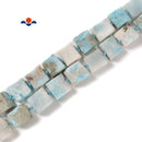 Natural Larimar Matte Square Beads Size 11-13mm 15.5'' Strand