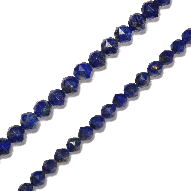 Natural Lapis Faceted Star Cut Beads Size 5mm 6mm 15.5'' Strand
