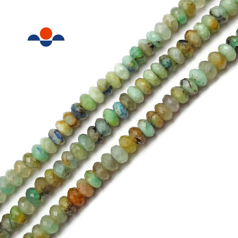 Natural Chrysocolla Faceted Rondelle Beads Size 4x7.5mm 15.5'' Strand