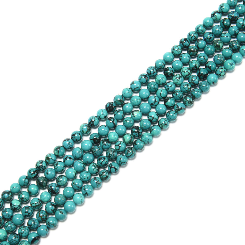 Blue Green Magnesite Turquoise Smooth Round Beads Size 6mm 15.5'' Strand