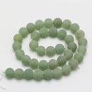 large hole green aventurine matte round beads