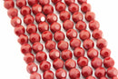 red crystal glass faceted round beads