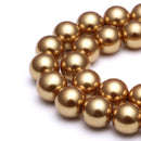 gold glass pearl smooth round beads 