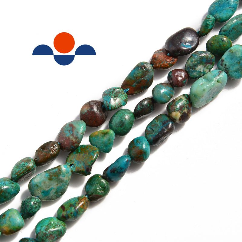 natural chrysocolla side drill pebble nugget beads
