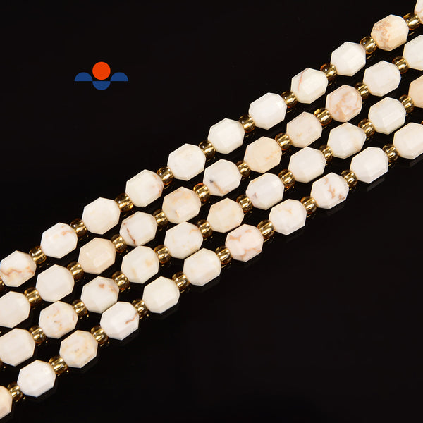 White Turquoise Prism Cut Double Point Faceted Round Beads 6mm 15.5'' Strand