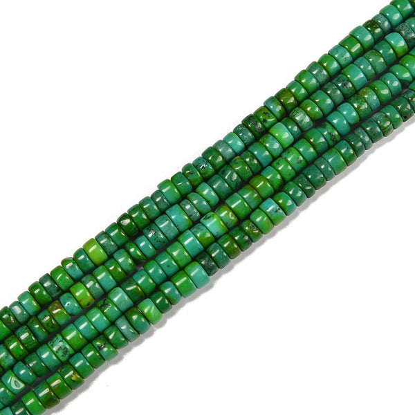 Dark Green Turquoise Heishi Disc Beads Size 2x4mm 15.5'' Strand