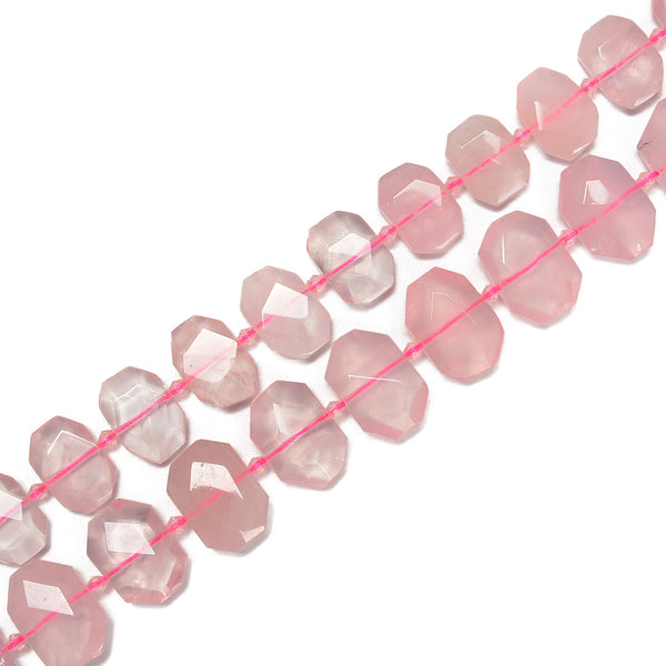 Rose Quartz Rectangle Slice Faceted Octagon Beads Approx 15x20mm 15.5'' Strand