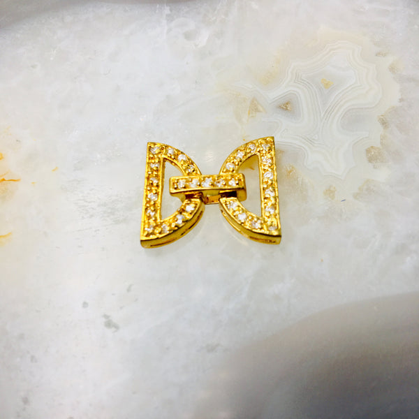 gold plated copper with micro pave clear zircon clasp 