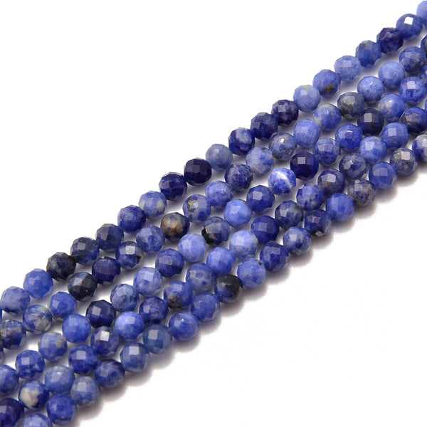 Blue Sodalite Faceted Round Beads 3mm 4mm 5mm 15.5" Strand