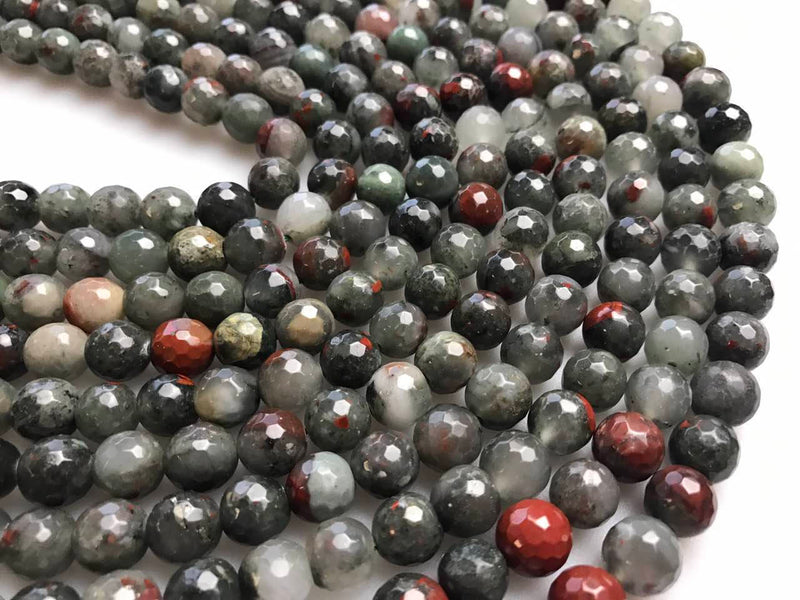 african bloodstone faceted round beads