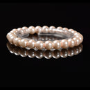 Light champagne Glass Pearl Smooth Round Bracelet Size 6mm - 12mm 7.5'' Length