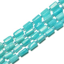 Natural Amazonite Matte Faceted Cylinder Tube Beads 7x10 mm 15.5" Strand