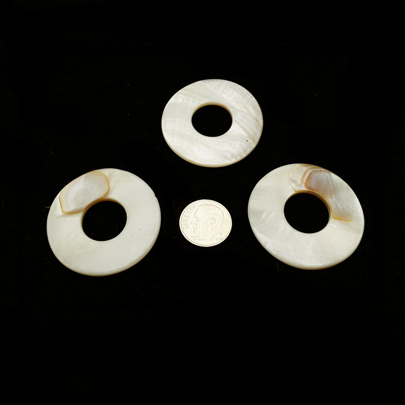 White MOP Shell Donut Circle Pendant Size 40mm Sold Per Piece