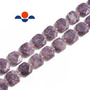 lepidolite rectangle slice faceted octagon beads 