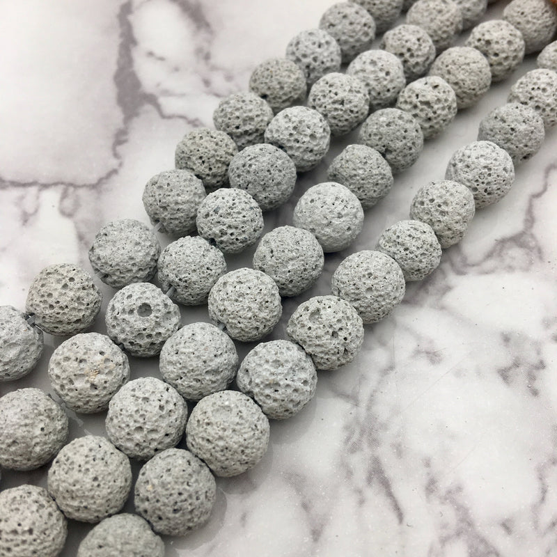 Light Gray Lava Rock Stone Beads 6mm 8mm 10mm Strand