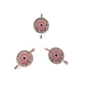 round evil eye charm gold silver plated copper micro pave zircon 